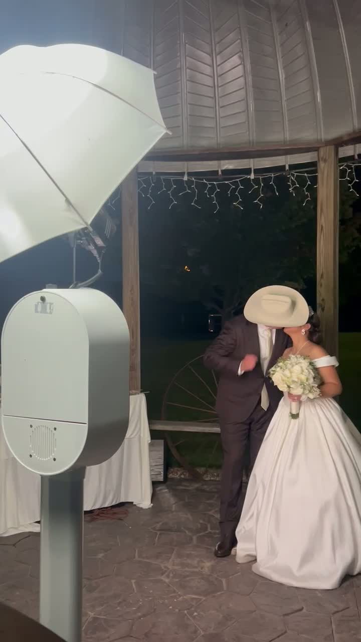 Guests enjoying the Memento photo booth during a live event