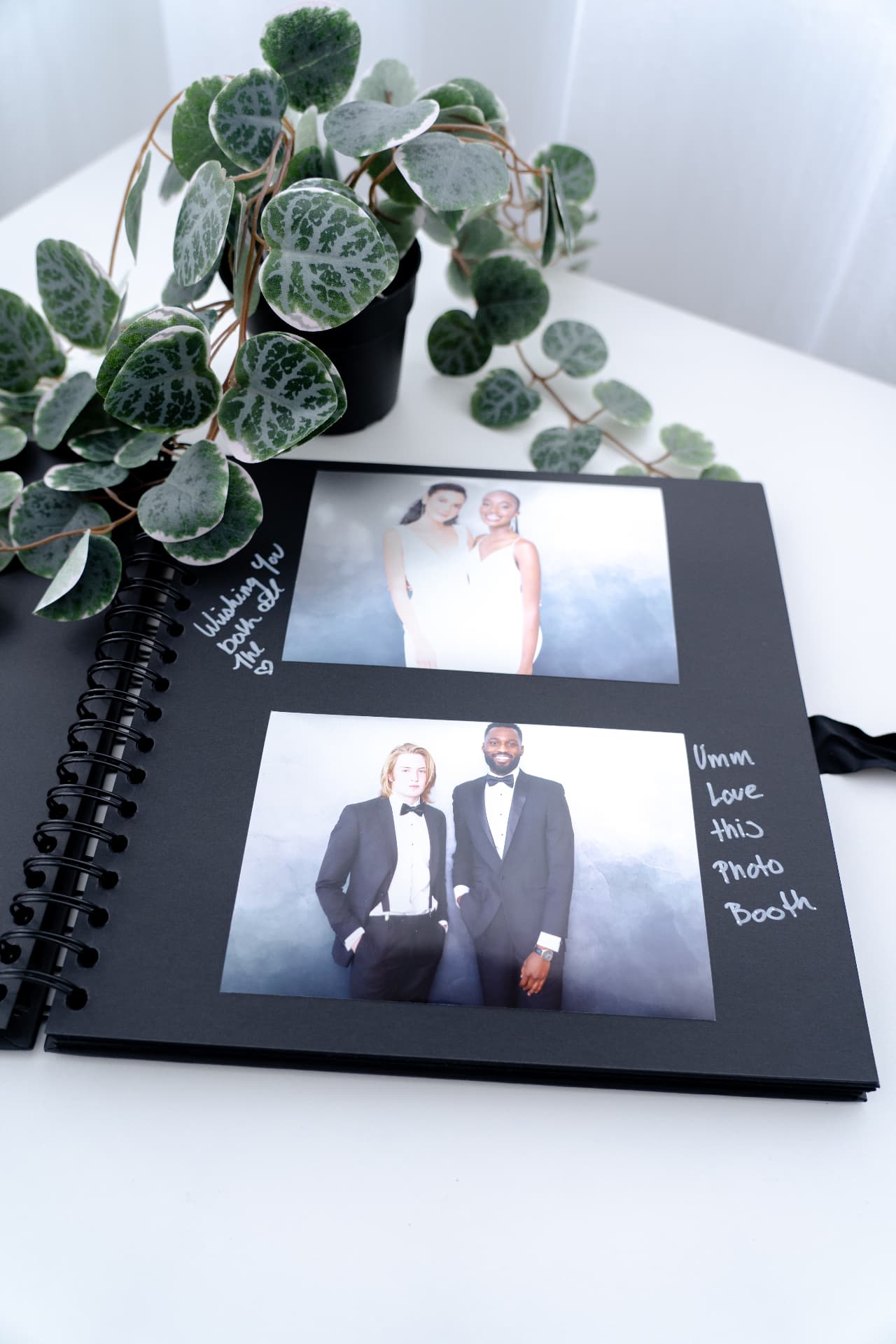 Luxury guest book with photo prints and handwritten notes