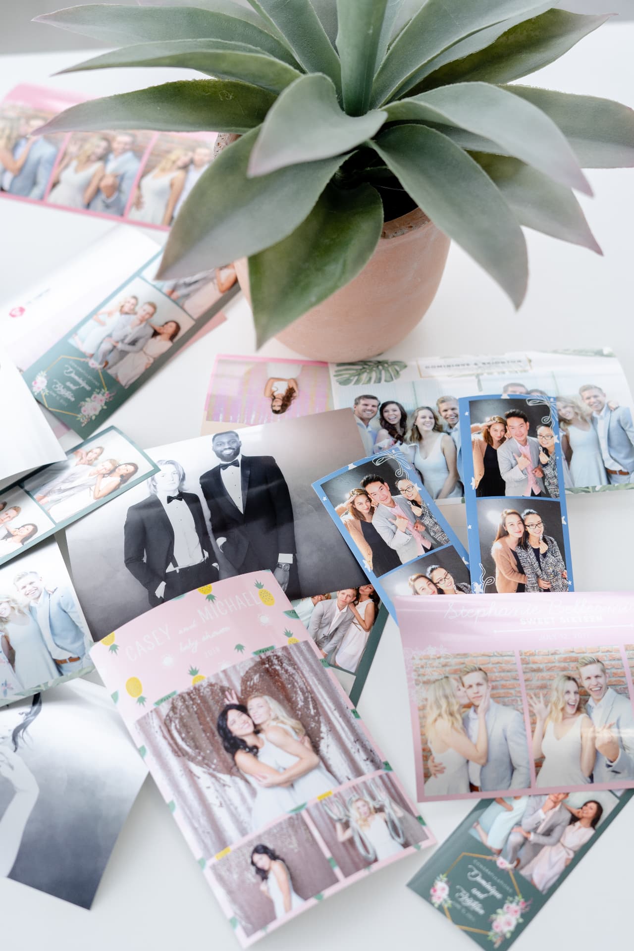 Custom-designed photo strips and prints from weddings and celebrations